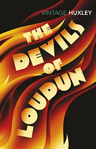 Book cover for The Devils of Loudun by Huxley with yellow flames on black.