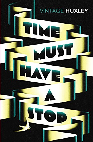 Book cover with the title written on a winding yellow ribbon against black background.