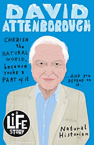 Illustrated book cover featuring a portrait of David Attenborough.