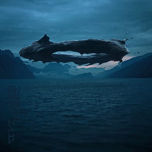 CD cover: dark, moody landscape with a large, shadowy object floating above water.