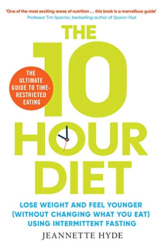 Book cover with large green text "10 Hour Diet" and a clock illustration.