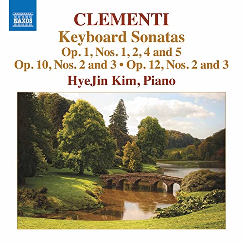 CD cover for Clementi keyboard sonatas performed by HyeJin Kim, with landscape.