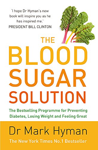 Book cover with large yellow text, "The Blood Sugar Solution," and chard.