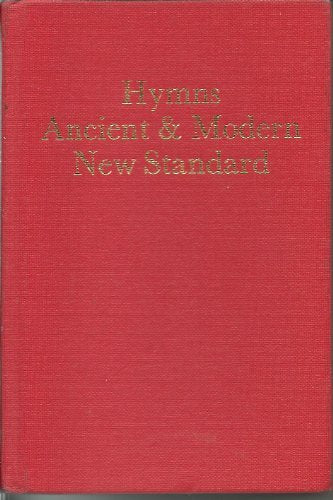 Red book cover with gold text reading Hymns Ancient & Modern New Standard.