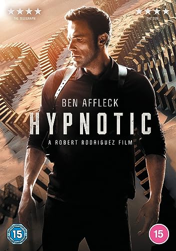 DVD cover for "Hypnotic" featuring Ben Affleck, with abstract cityscape.