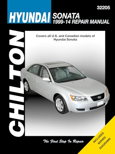 Hyundai Sonata repair manual cover, 1999-2014, featuring a silver sedan.