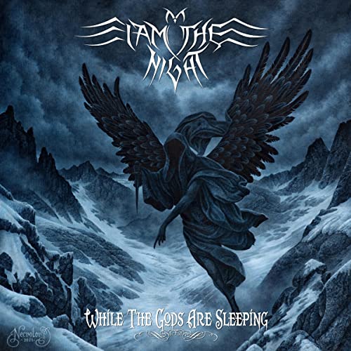 Dark album cover featuring a winged figure against a mountainous, icy landscape.