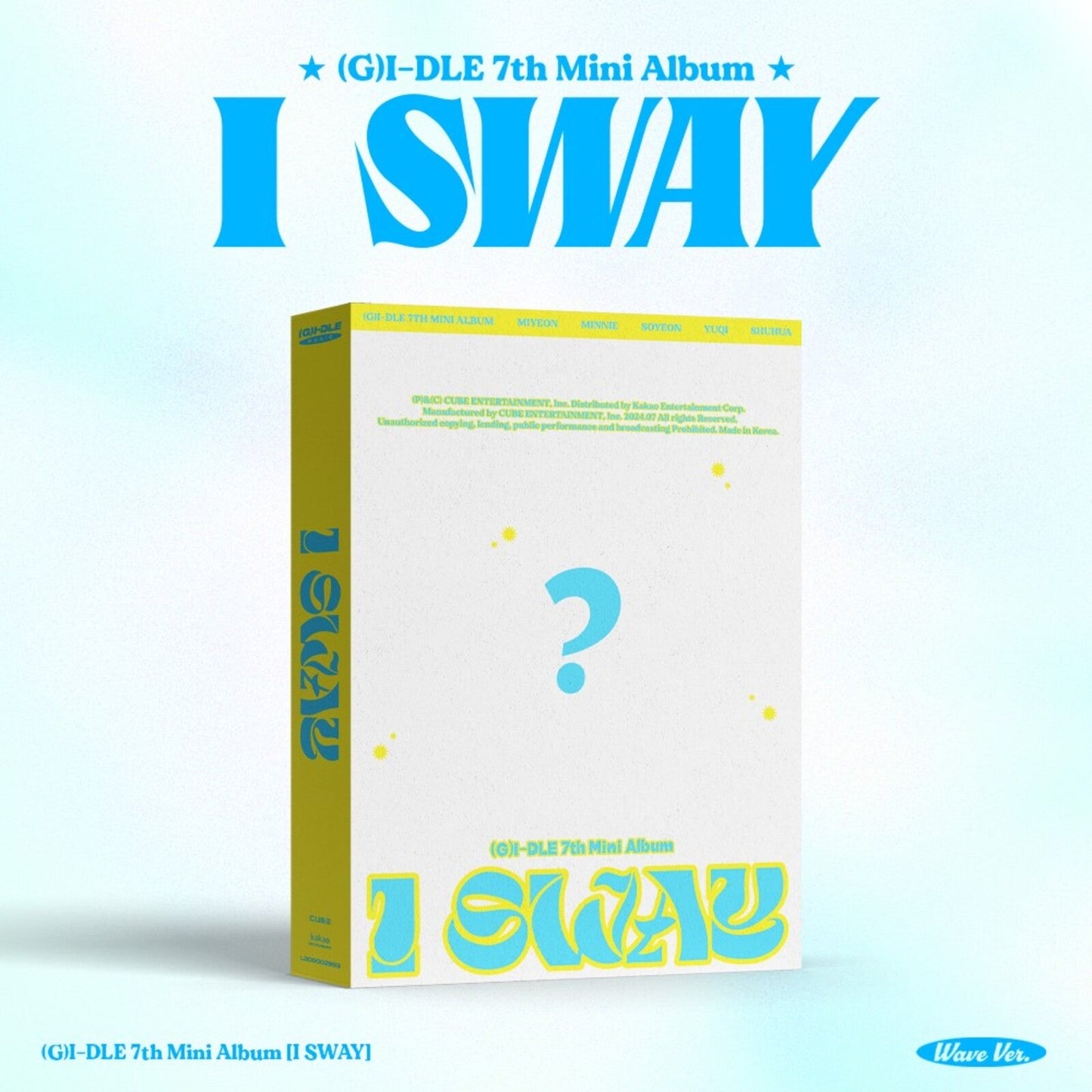 CD album cover for (G)I-DLE’s “I Sway,” featuring a question mark.