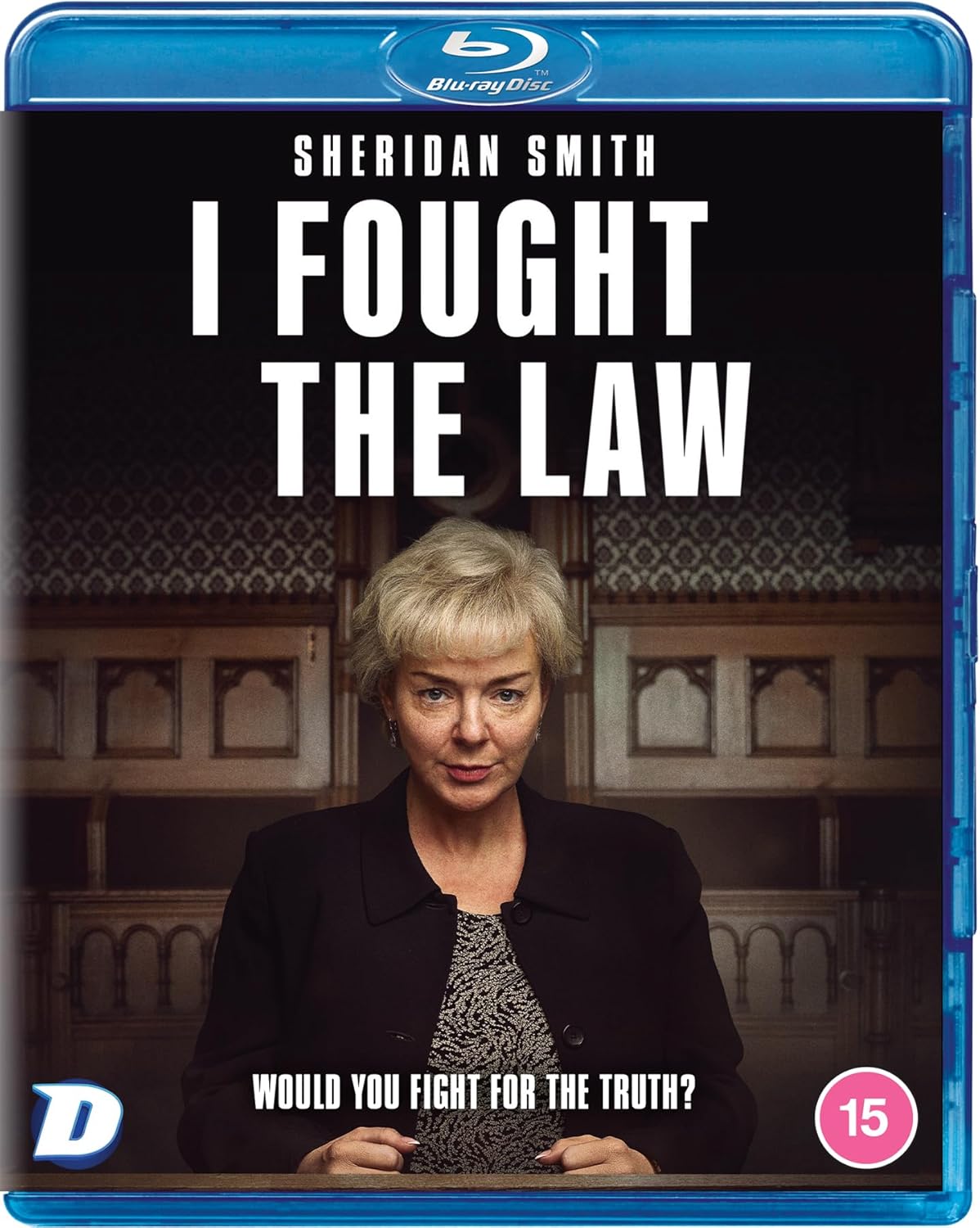 Blu-ray cover for I Fought the Law featuring Sheridan Smith in a courtroom setting.