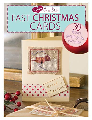 Cross stitch book cover featuring a completed Christmas card design.