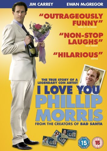 DVD cover for "I Love You Phillip Morris" featuring Jim Carrey and Ewan McGregor.