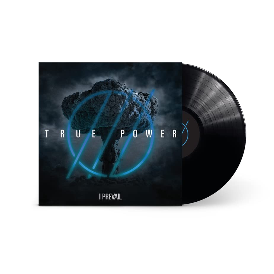 I Prevail's "TRUE POWER" vinyl record with a stormy, abstract cover.
