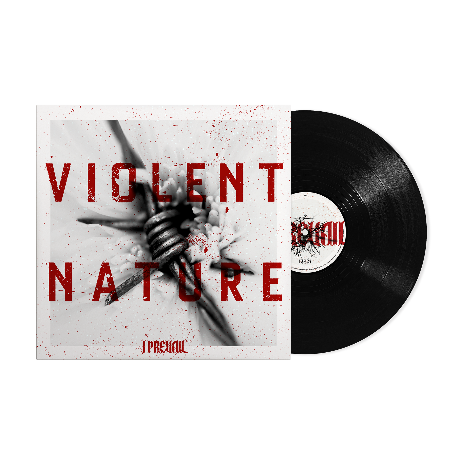 I Prevail’s “Violent Nature” vinyl record with barbed wire imagery.