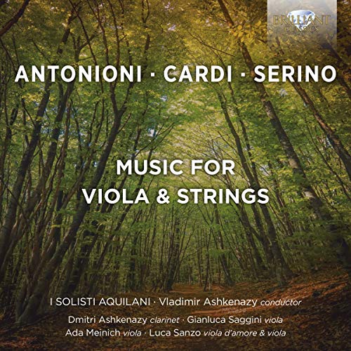 "CD cover featuring a forest scene with white text listing musicians and composers."