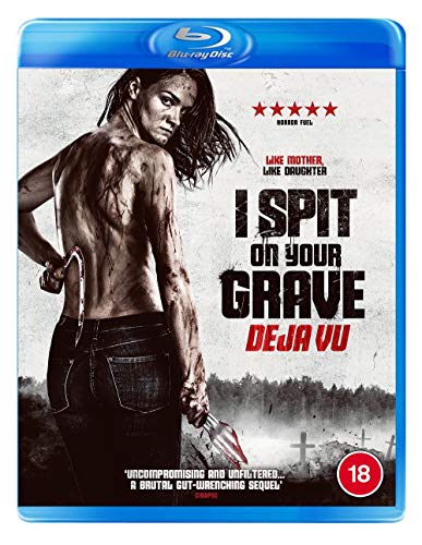 I Spit On Your Grave: Deja Vu" Blu-ray cover featuring a wounded woman.