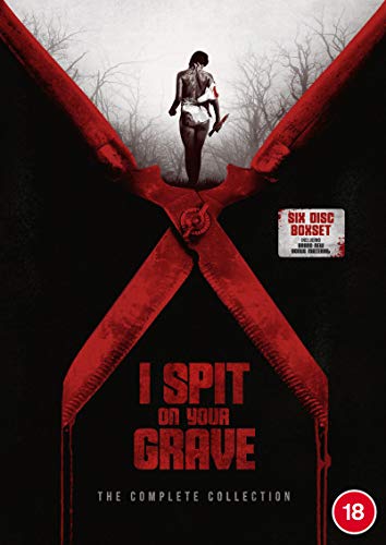 Blu-ray cover featuring a silhouette of a woman walking between large red scissors.