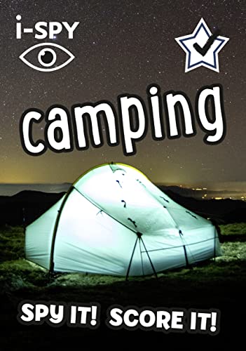 A glowing tent at night under a starry sky on an i-SPY book cover.
