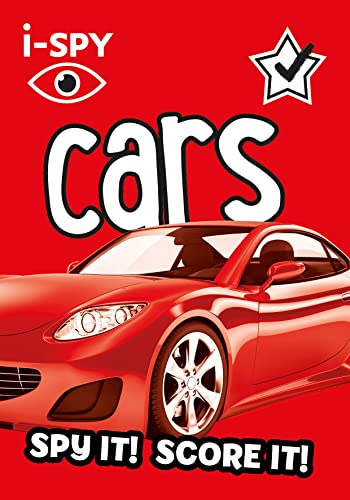 Red i-SPY Cars guide cover with a sporty red car illustration.