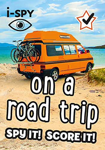 Orange camper van with a bicycle on the roof, beach background.