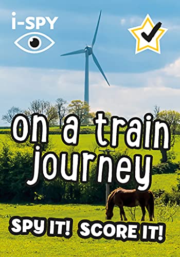 I-Spy book cover: train journey scene with windmill and horse.