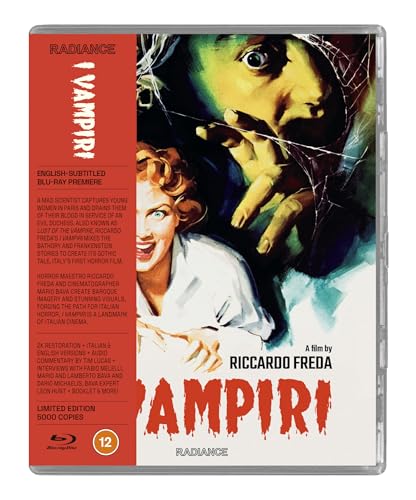 Blu-ray cover art for I Vampiri featuring a woman and a large, shadowed face.