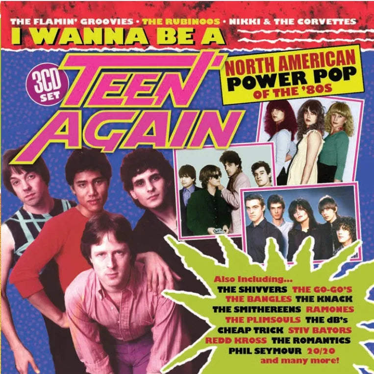 Colorful 3CD clamshell box set cover featuring 1980s band photos.