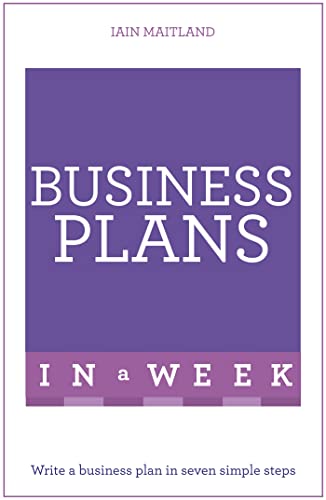 Book cover: "Business Plans in a Week" with purple and white text.