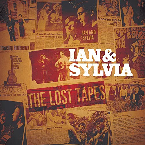 Collage of vintage newspaper clippings and photos featuring folk duo Ian and Sylvia.