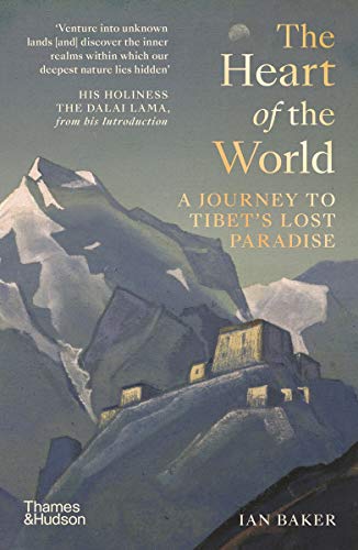 Book cover depicting snow-capped mountains and a Tibetan village.