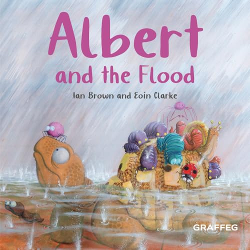 Book cover illustration featuring a turtle and small insects in heavy rain.
