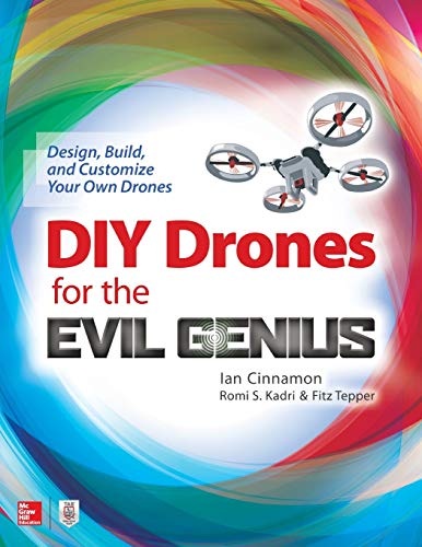Book cover: "DIY Drones for the Evil Genius" with a drone illustration.