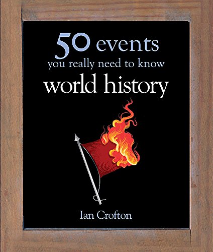 Book cover: "World History" with a flaming flag illustration.