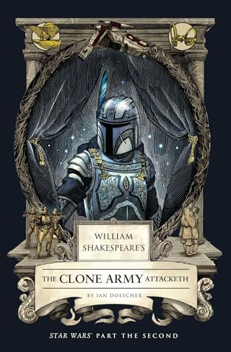 Book cover featuring a Mandalorian in ornate armor within a classical oval frame.