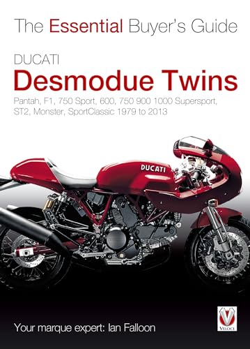 Book cover featuring a red Ducati Desmodue motorcycle, buyer’s guide.