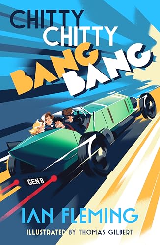 Book cover: illustrated green car “Chitty Chitty Bang Bang” with children.