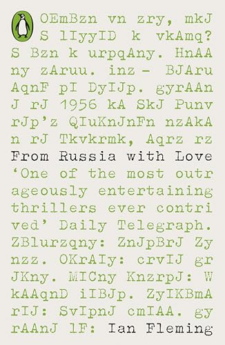 Book cover with scrambled text and title "From Russia With Love".