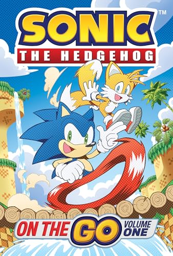 Sonic and Tails running together on a vibrant, tropical-themed landscape background.