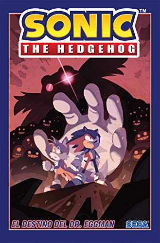 Sonic and Tails face a giant hand under a red sky.