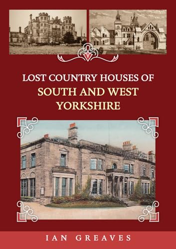 Book cover featuring three historical images of grand country houses on a red background.