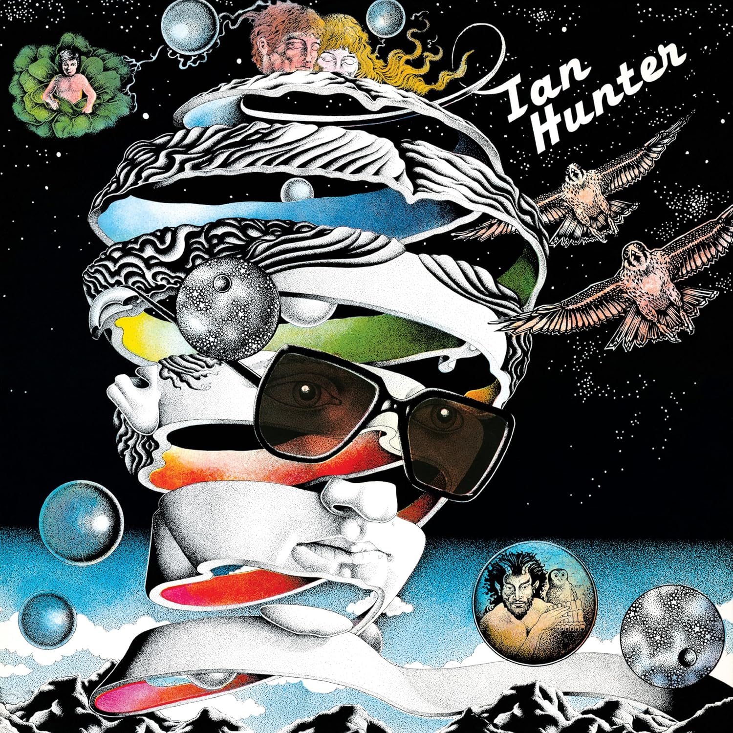 Vinyl record of Ian Hunter’s self-titled album, coloured disc in sleeve.