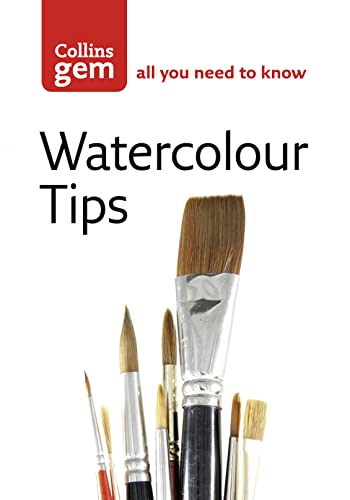 Watercolour Tips" book cover with paintbrushes, red and white text.
