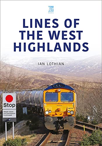 Book cover featuring a yellow and blue train on railway tracks in Scotland.