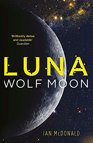 Book cover: "Luna: Wolf Moon" with a large moon and gold title.