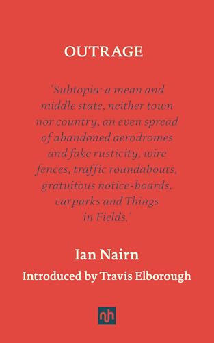 Book cover titled Outrage by Ian Nairn with red background and white text.