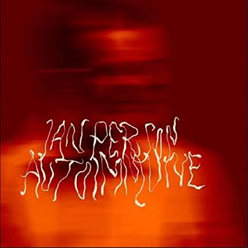 Red and orange abstract album cover with white, scribbled text.