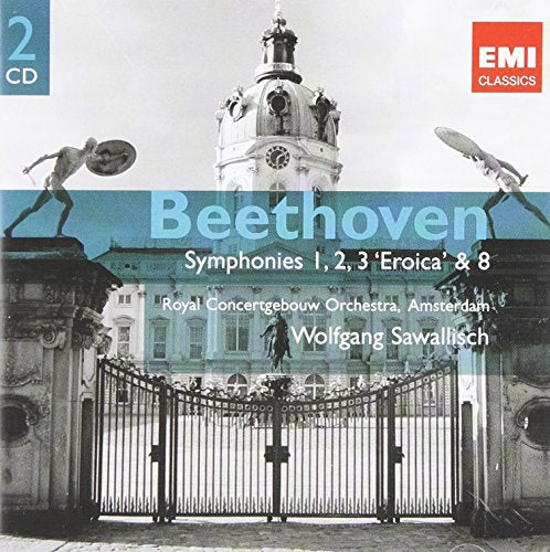 Beethoven symphonies album cover featuring a building and statues.