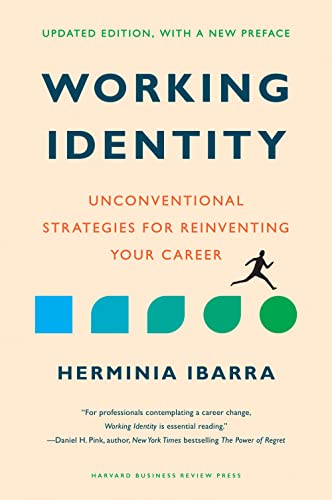 Book cover: "Working Identity" by Herminia Ibarra, with abstract shapes and a runner.