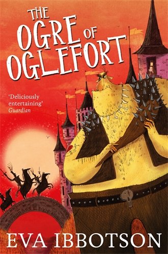 Book cover: large ogre overlooking knights at a castle gate.