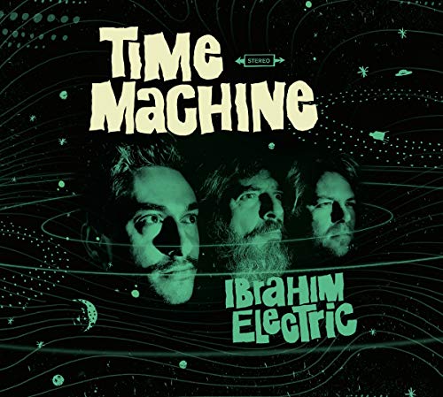Album cover with three men's faces and swirling green lines on a black background.