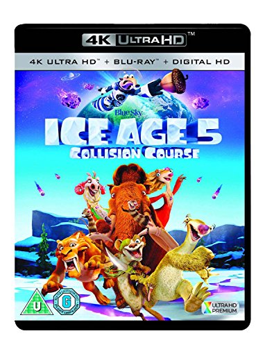 "Ice Age 5: Collision Course" Blu-ray case with cartoon characters on a snowy background.
